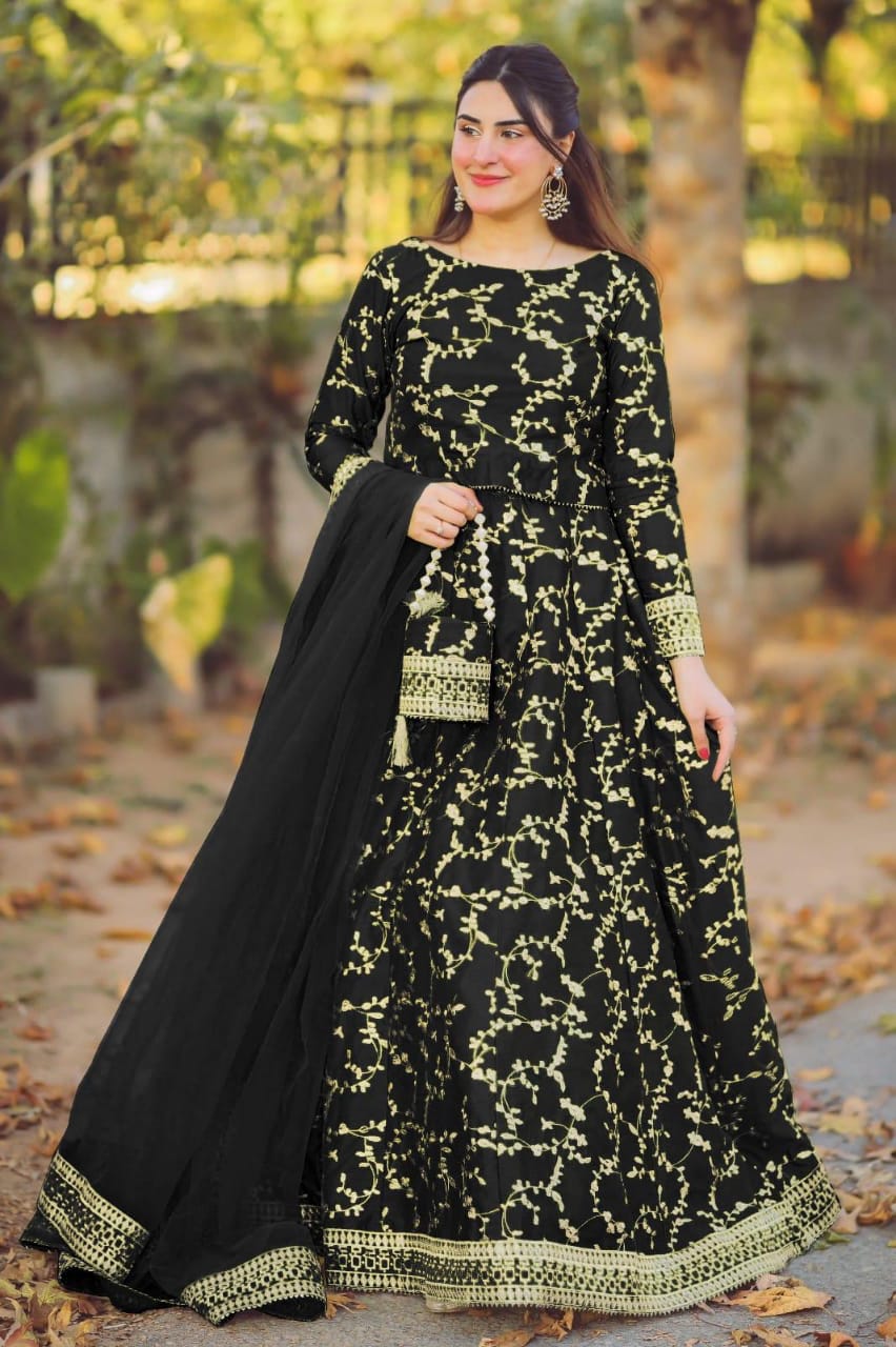 BLACK SHAMOZ SILK LEHENGE CHOLI